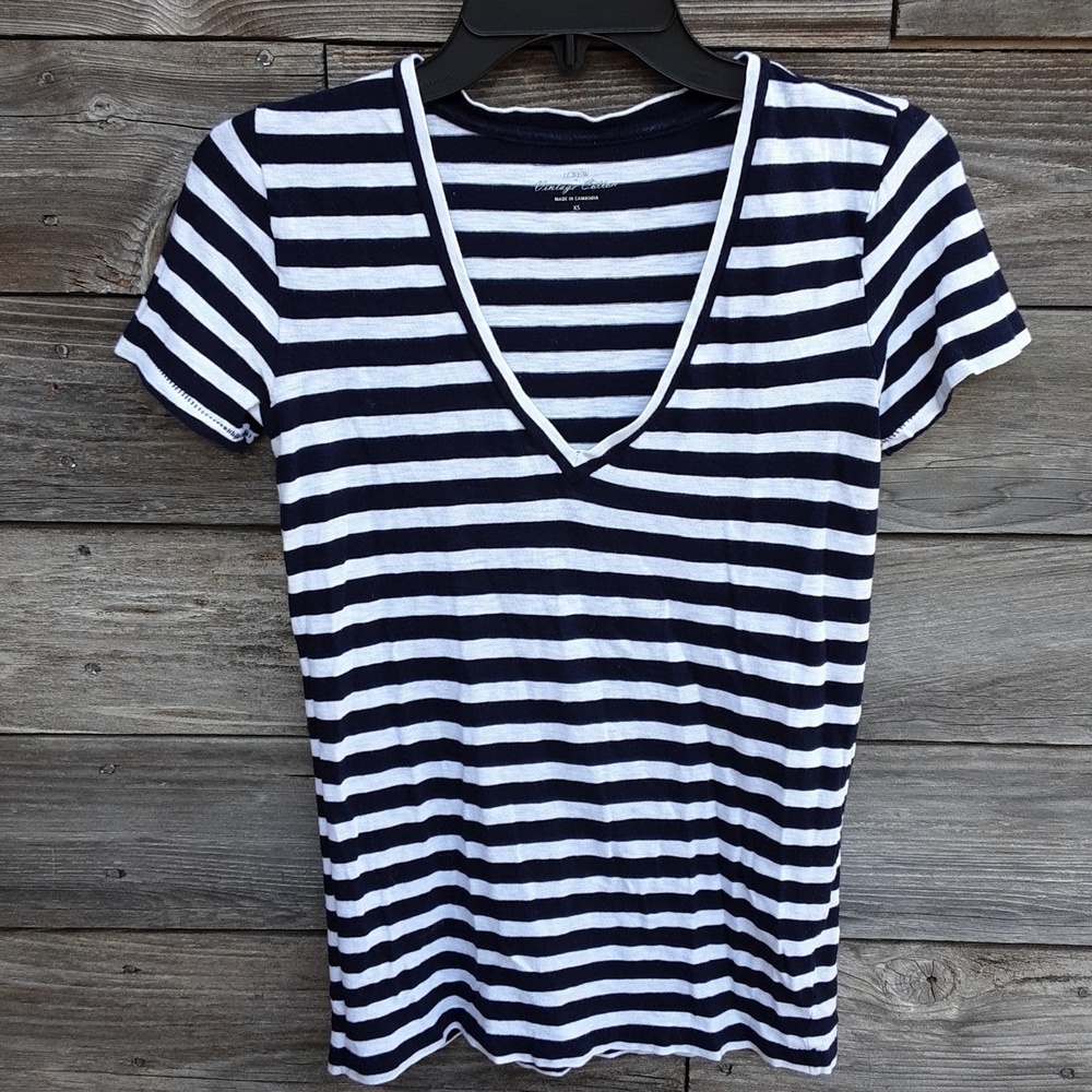 J. Crew Factory short sleeved blue & white striped t-shirt size XS